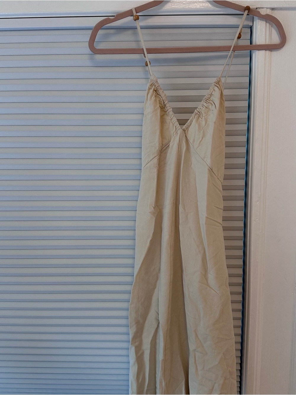 Tan cotton and linen maxi dress